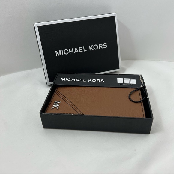 Michael Kors  Men's Jet Set Folding Card Case  Wallet  Luggage Brown - Picture 4 of 5
